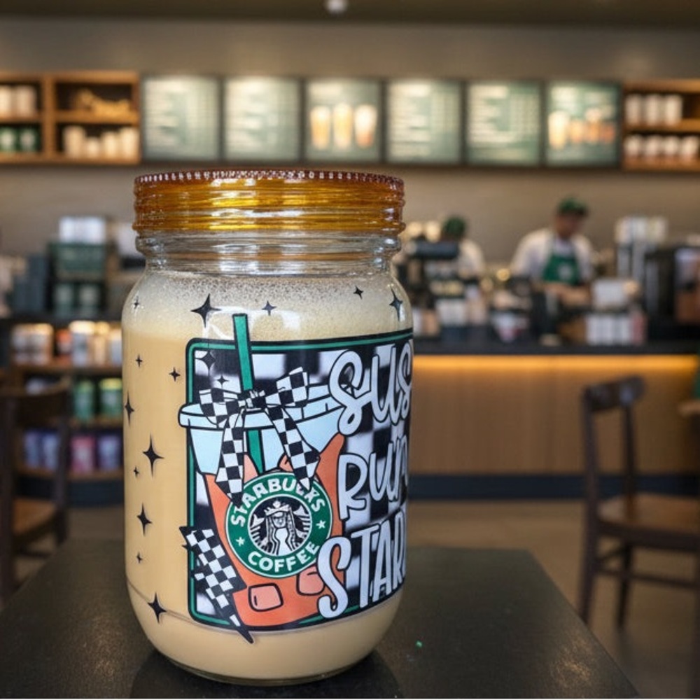 Starbucks Cream Jar with Graphic Design